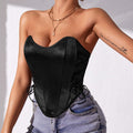  SEXY SPICE GIRL LACE UP  CHEST WRAP STREET BACKLESS FISHBONE WAIST 