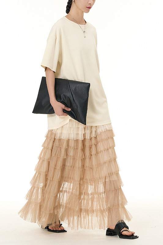 MULTICOLOR FRINGES MAXI SKIRT