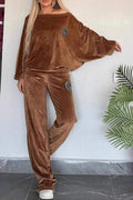 RHINESTONE LOGO VELOUR LOUNGE SET