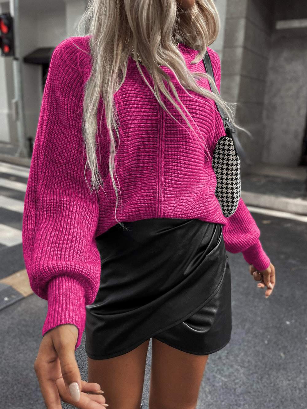 RIB KNIT BATWING SLEEVE SWEATER