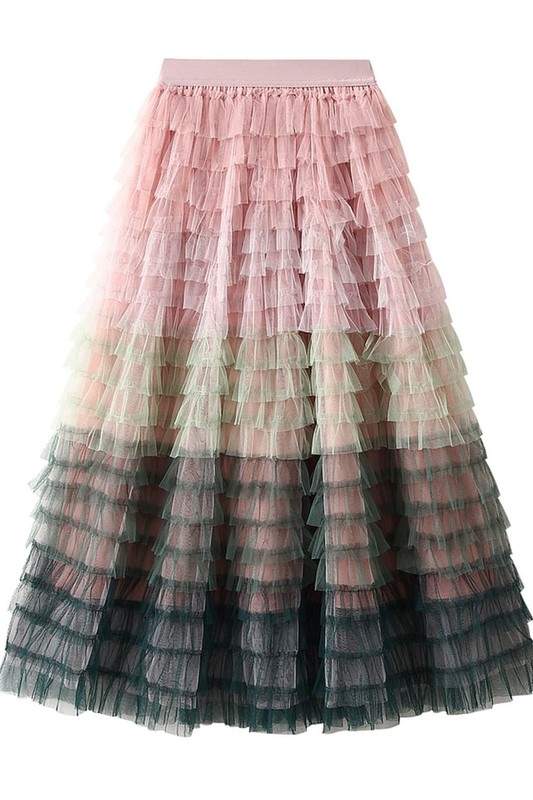 OMBRE LAYERED TULLE SKIRT