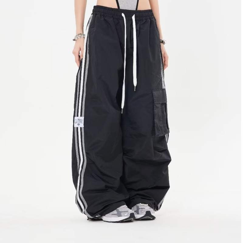  OVERALLS WOMEN S FASHION BRAND STRAIGHT WIDE LEG CASUAL PANTS LOOSE STRIPED SPORTS PANTS