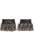 LEOPARD PATCHWORK FAUX LEATHER MINI SKIRT SET