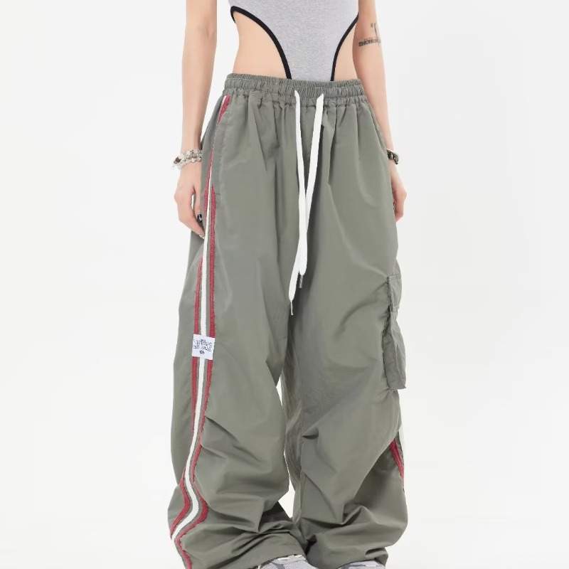  OVERALLS WOMEN S FASHION BRAND STRAIGHT WIDE LEG CASUAL PANTS LOOSE STRIPED SPORTS PANTS