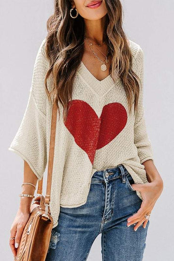 BE MINE HEART LOOSE FIT SWEATER TOP