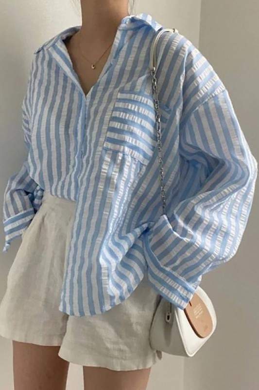 LONG SLEEVE POCKET STRIPED SHIRT