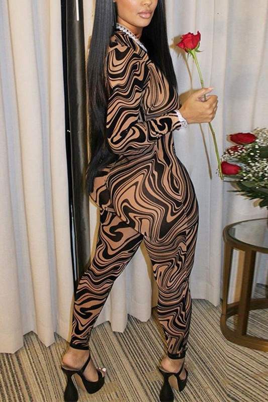 GRAPHIC LONG SLEEVE JUMPSUITS