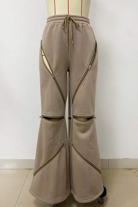 ZIPPER WIDE LEG PANTS