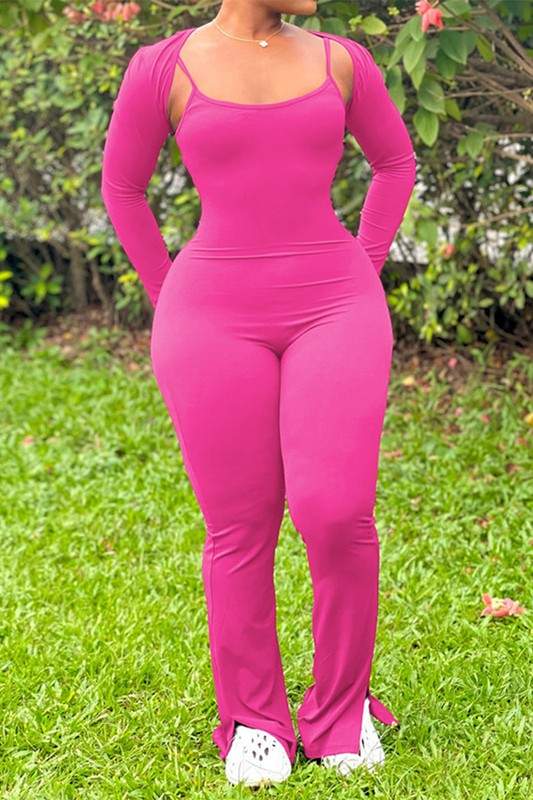 LONG SLEEVE SHRUG AND BODYCON JUMPSUIT SET