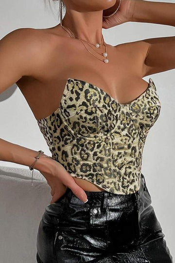 LEOPARD PRINT TUBE CORSET TOP