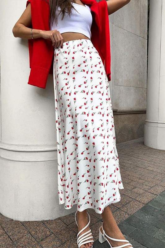 CHERRY PRINT MAXI SKIRT