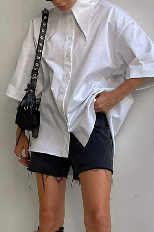 TURNDOWN COLLAR BLOUSE SHIRT