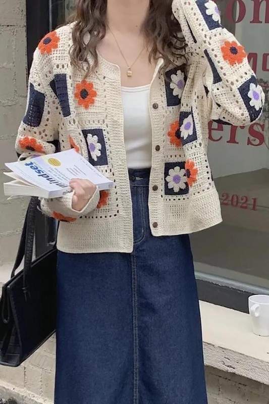 FLORAL CROCHET CARDIGAN