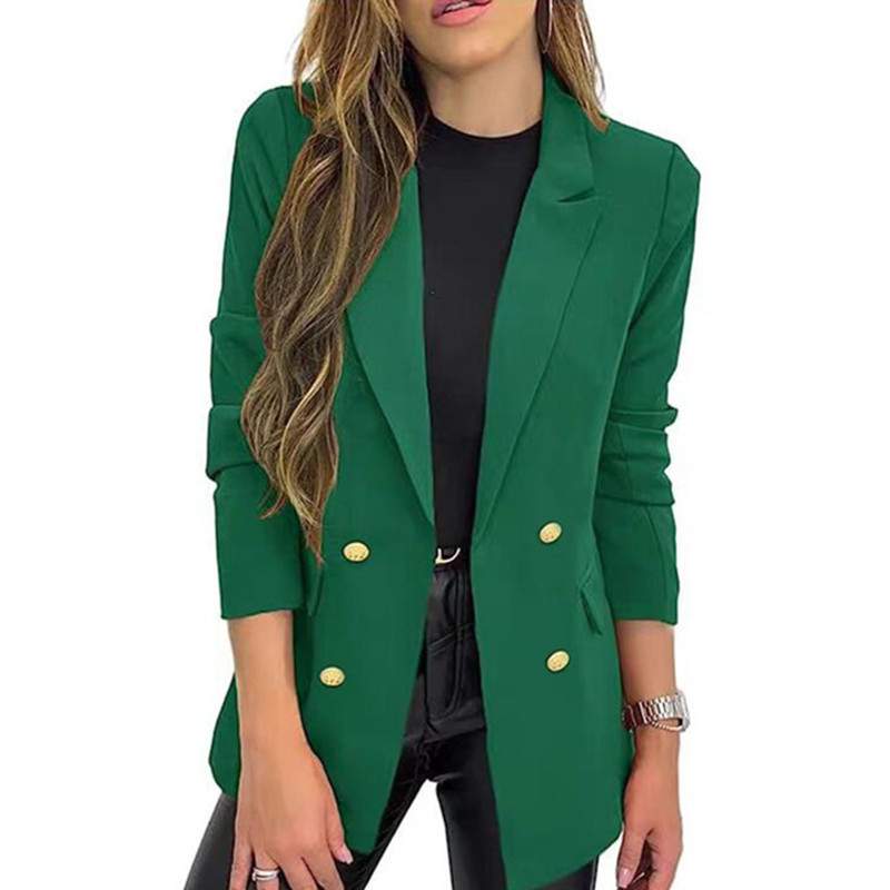 SOLID COLOR CASUAL LONG SLEEVE LAP BUTTON  JACKET