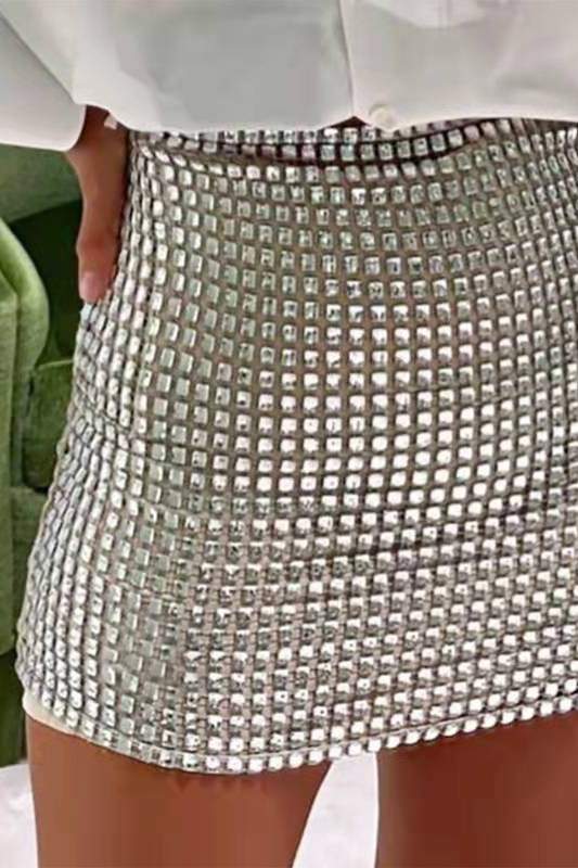 METALLIC SEQUIN MINI SKIRT