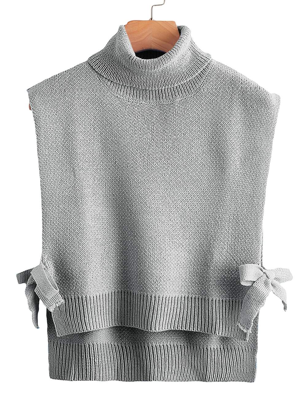 TURTLE NECK KNOT SIDE SWEATER VEST